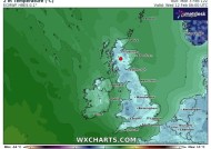 英国气象地图显示了英国人将被寒流侵袭的确切日期，整个国家将变成冰冷的蓝色