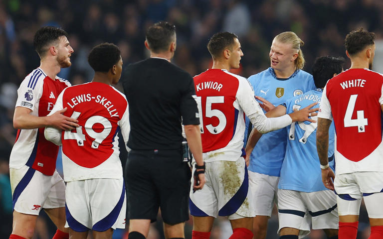 Haaland appeared to exchange words with 17-year-old Arsenal youngster Myles Lewis-Skelly - Reuters/Molly Darlington